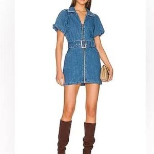 Show Me Your MuMu Blue Puff Sleeve Mini Dress